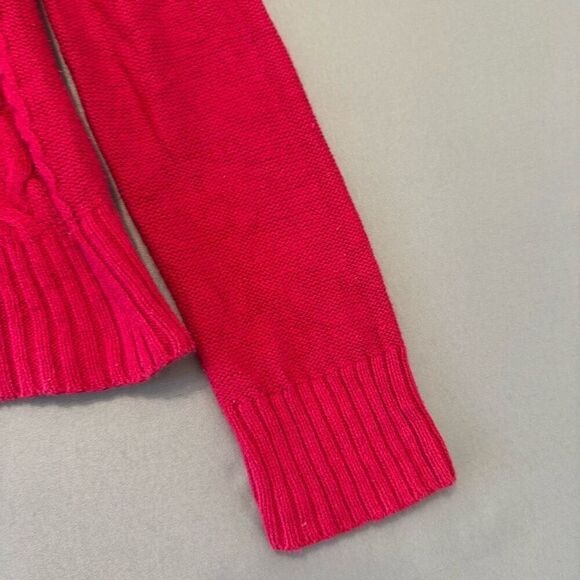 Chaps Ralph Lauren Women’s Red Cable Knit V-Neck Sweater Size Medium - Picture 4 of 8